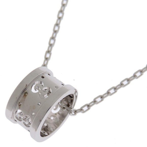 Gucci Icon Toile Women's Necklace in 750 White Gold - Picture 1 of 8